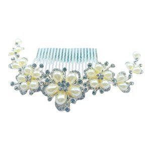 Wedding Crystal White Pearl Hair Comb